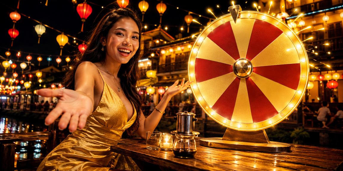 Người dùng tại Hội An theo dõi xổ số và chơi game may mắn qua điện thoại bên tách cà phê