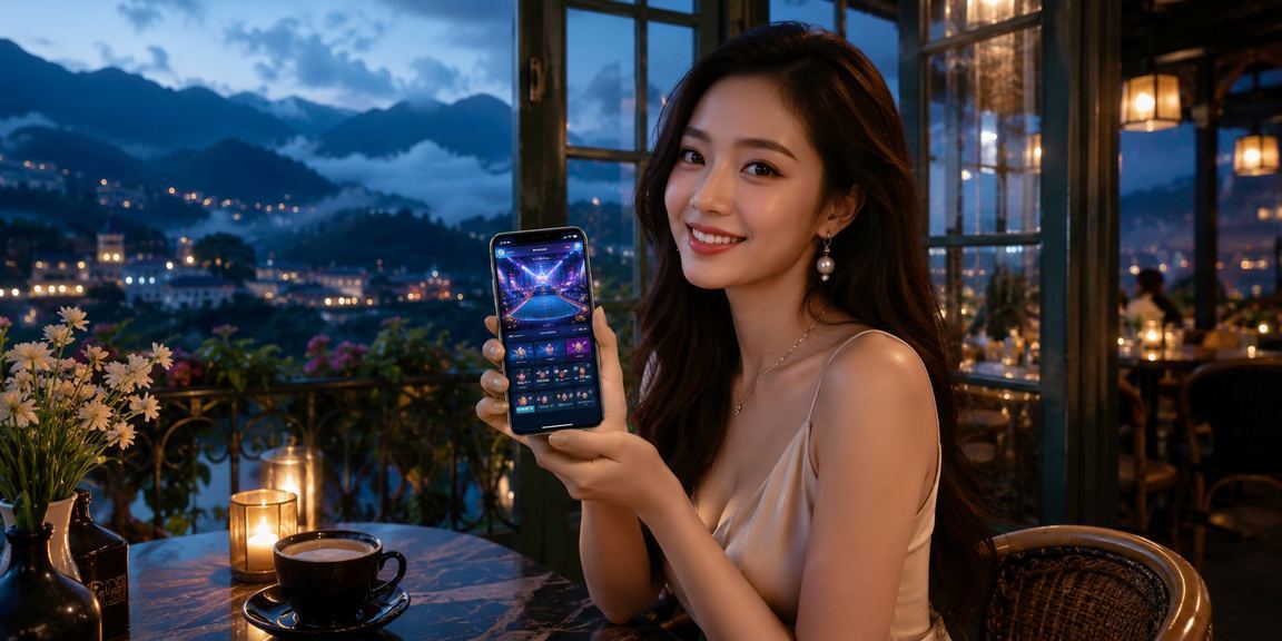Người dùng trẻ tại Sa Pa xem kết quả xổ số trên điện thoại bên tách cà phê sáng